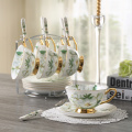 European style bone china cup and saucer, royal tea cup and saucer with flower printing, bone china coffee set.